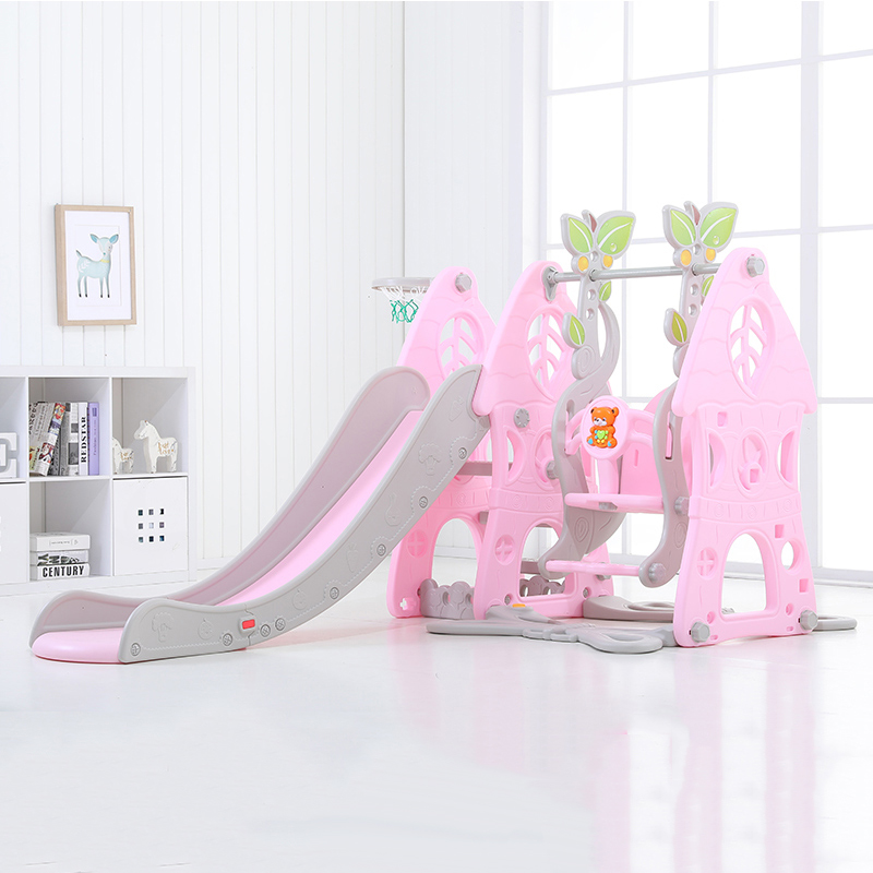Hot sale plastic children toys kids baby indoor slide with swing set