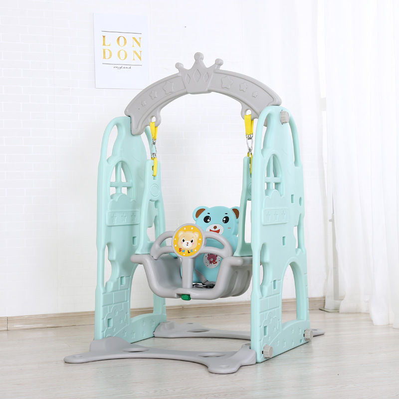 High quality kids indoor plastic swing and slide play set for sale