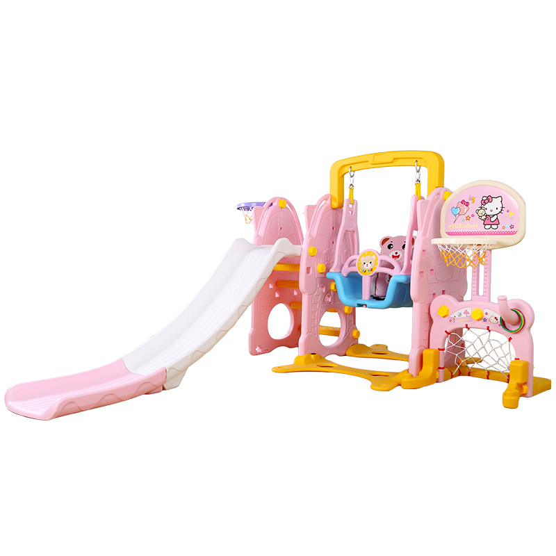 Multifunction kids plastic slide and swing playground set 
