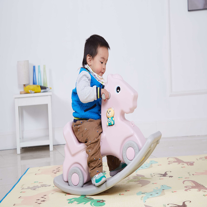 Plastic ride on animal rocking horse two use plastic toy car for sale 