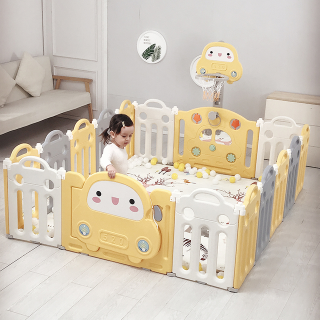 Indoor children playyard portable safety fence kids removable cheap play yard pen plastic foldable baby playpens for playground